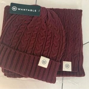 Wantable Women's Burgundy Knit Hat and Scarf Set